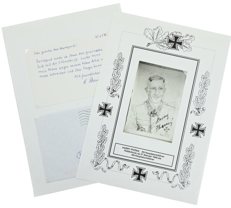 German Waffen-SS Knight's Cross Recipient Portait Picture with Signature 'Harry Phönix'