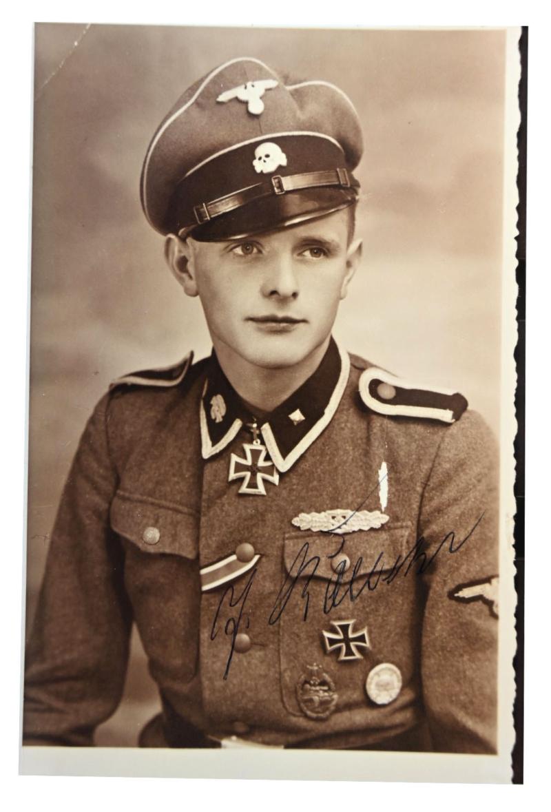 German Waffen-SS Knight's Cross Recipient Portait Picture with Signature 'Josef Röllecke'