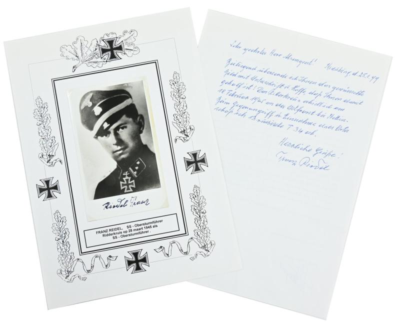 German Waffen-SS Knight's Cross Recipient Portait Picture with Signature 'Franz Riedel'