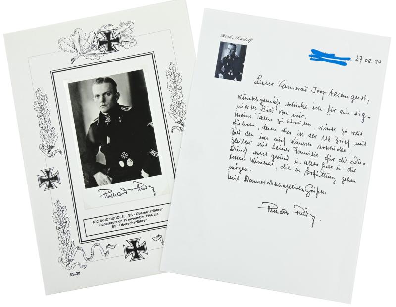 German Waffen-SS Knight's Cross Recipient Portait Picture with Signature 'Richard Rudolf'