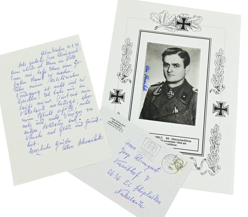 Postcard with Signature of Waffen-SS KC Recipient 'Alois Schnaubelt'