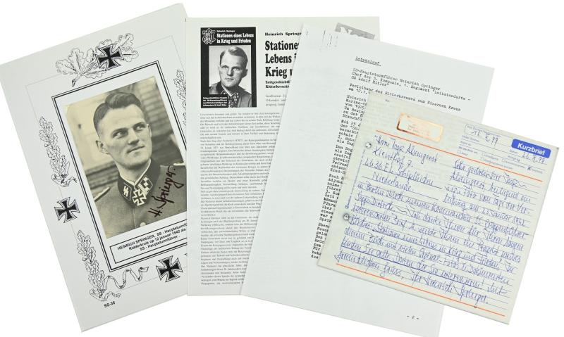 Signature of Waffen-SS KC Recipient 'Heinrich Springer'