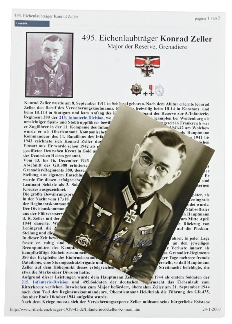 Signature of Wehrmacht Heer KC Recipient 'Conrad Zeller'