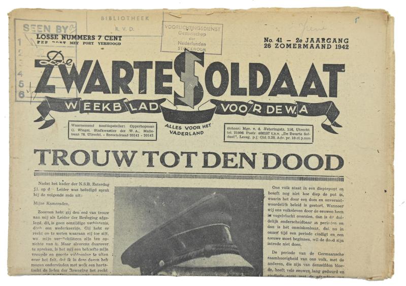 Dutch SS Magazine 'De Zwarte Soldaat' 1942