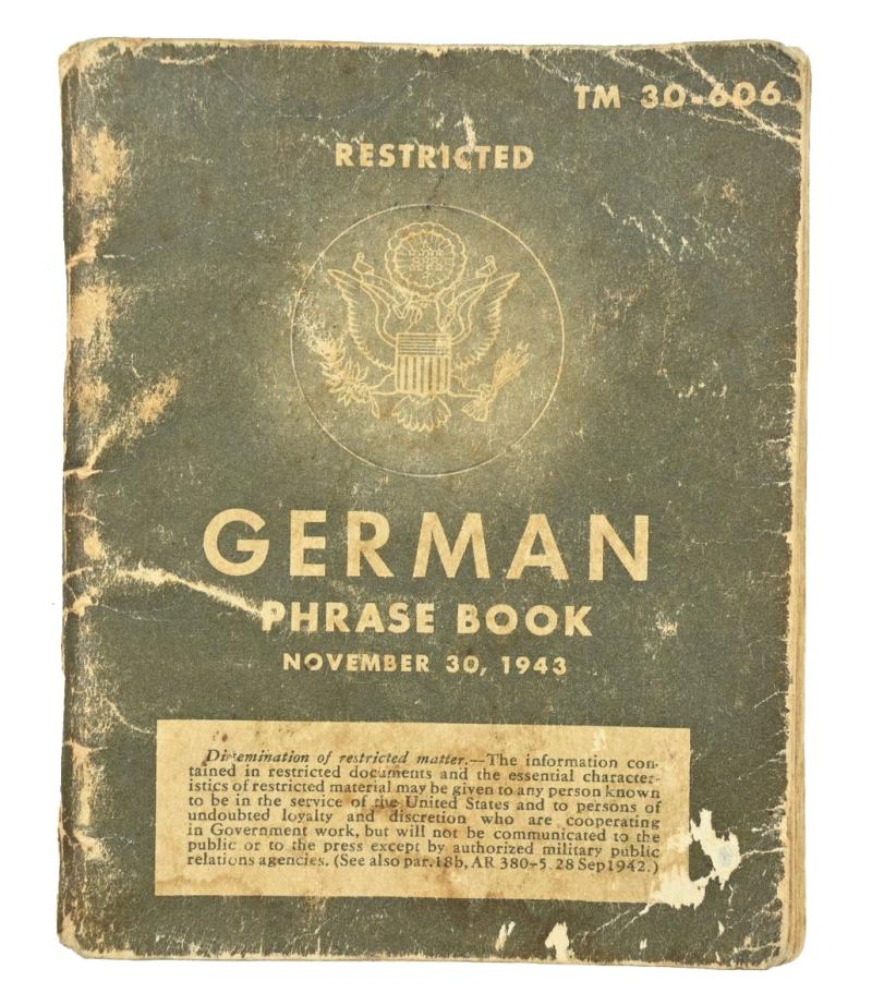 US WW2 Phrase Book German 1943