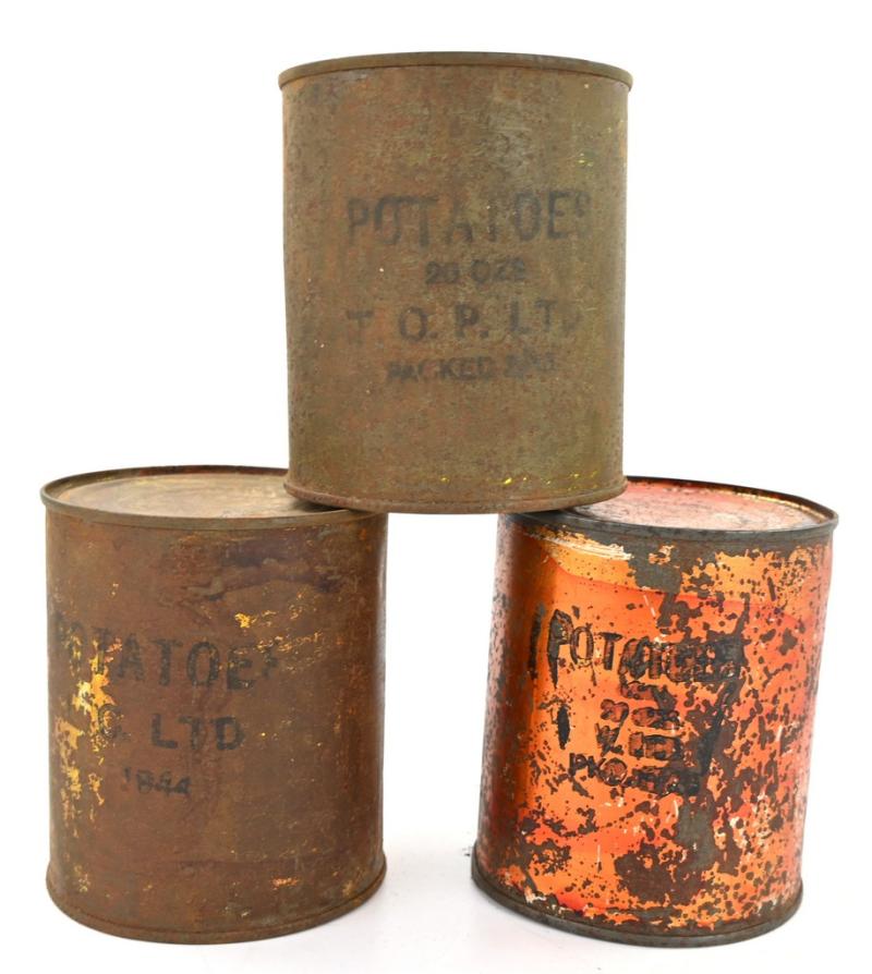 British WW2 Ration Tin Cans of Patatoes 1944