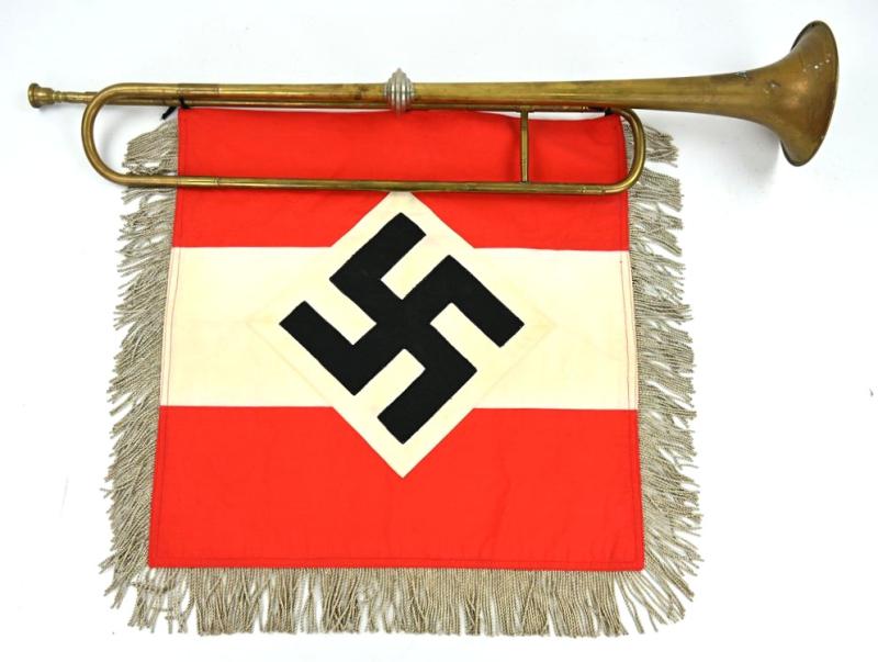 German Hitler Youth Trumpet & Flag