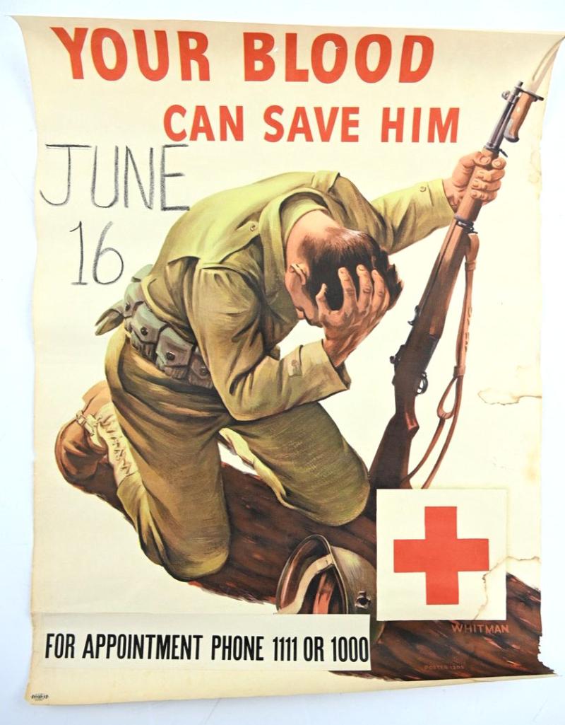 US WW2 Poster 'Your blood can save him'