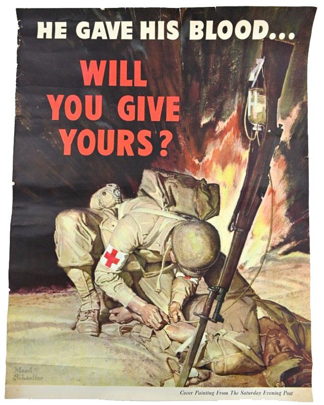 US WW2 Poster 'He Gave His Blood…'