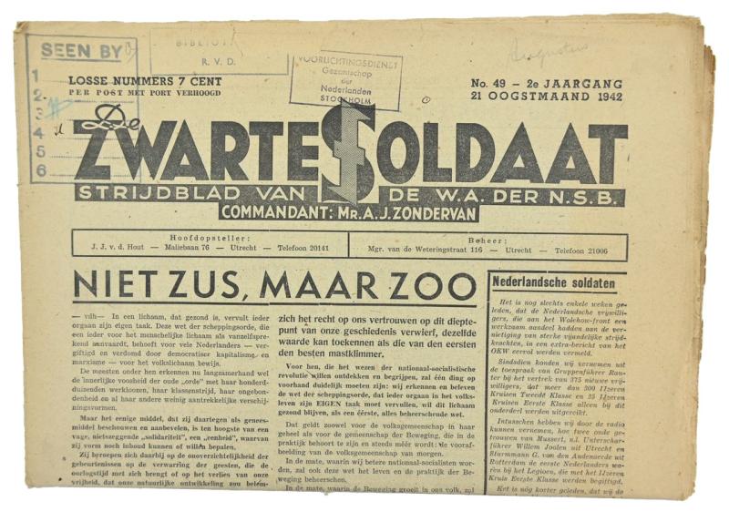 Dutch SS Magazine 'De Zwarte Soldaat' 1942