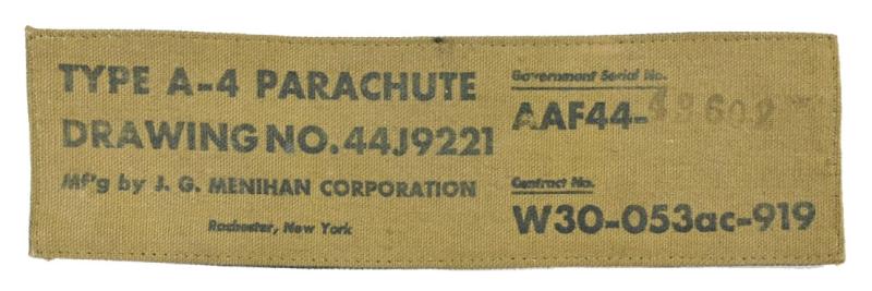 USAAF Type A-4 Parachute Chest Pack Marking