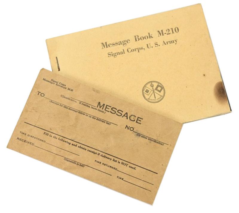 US WW2 Message Book M-210 with Envelop