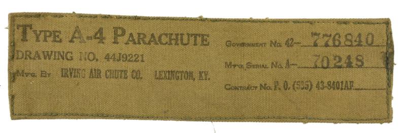 USAAF Type A-4 Parachute Chest Pack Marking