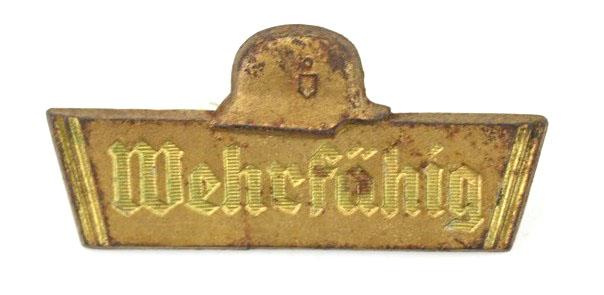 German WW2 Reservisten Badge 'wehrfähig'