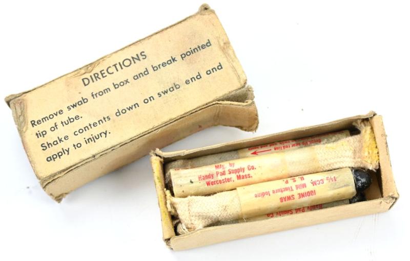 US WW2 Iodine Swabs in box