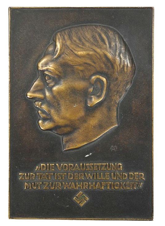 German Third Reich Era Adolf Hitler Plaque / Price