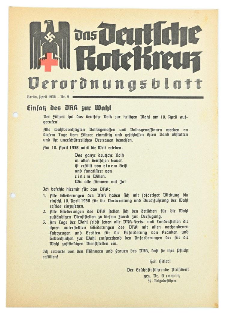 German Third Reich DRK 'Verordnungsblatt'