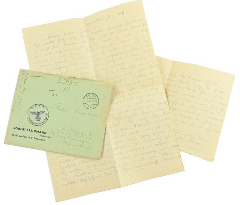 German Waffen-SS Feldpost Letter with Envelop