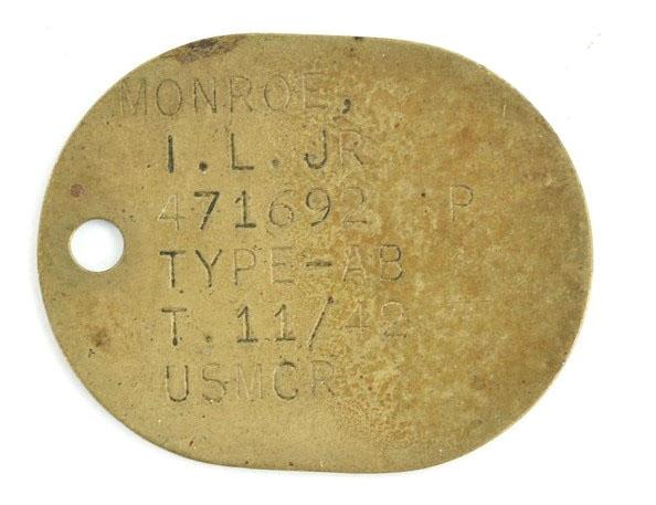 USMC WW2 Dog-Tag 'Ira Lafayett Monroe Jr.'