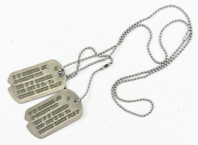 US WW2 Dog-Tag Set of Officer 'W.D. Carroll'