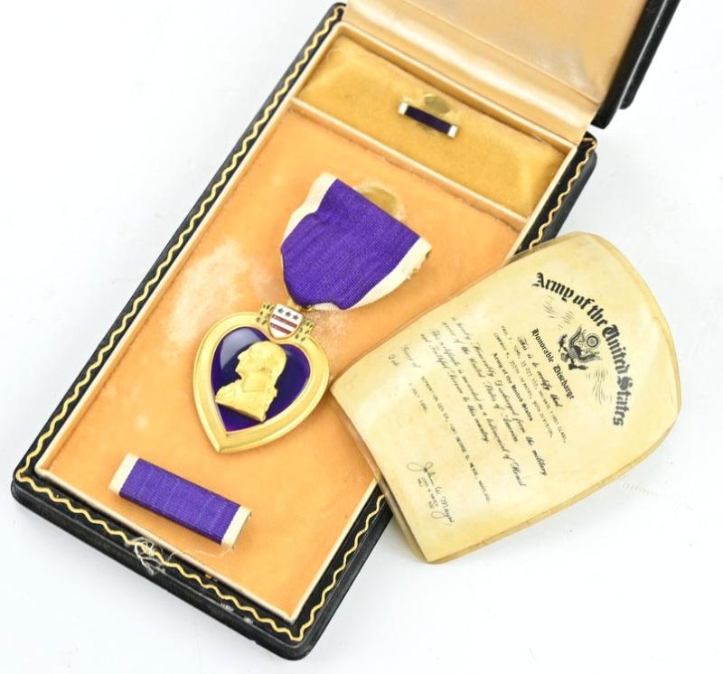 US WW2 Purple Heart Medal 'Tough Ombres' Paul F. Toms