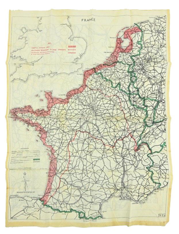 British RAF WW2 /S.O.E. Escape/Evasion silk map for France