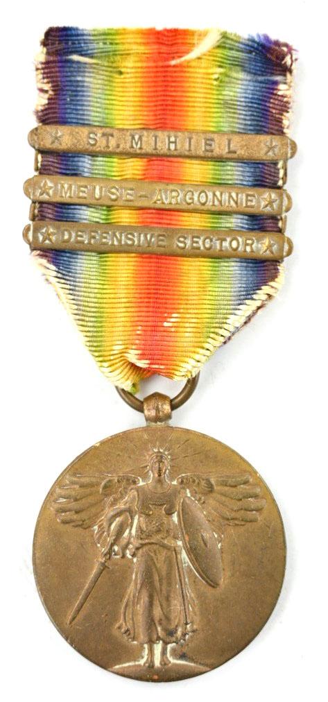 US WW1 Victory Medal with 3 Clasps