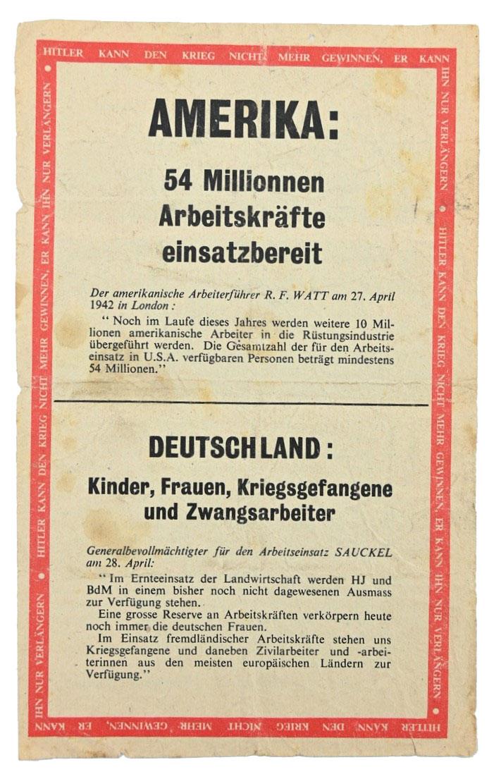 Allied WW2 Droppingsflyer 'Amerika/Deutschland'