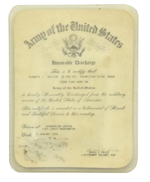 US WW2 Pocket Honorable Discharge Pass