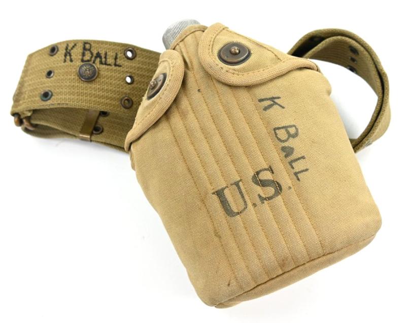 US WW1 M-1910 Pistol Belt & Canteen Signal Corps