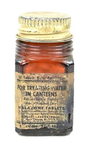 US WW2 Bottle of Halazone Tablets