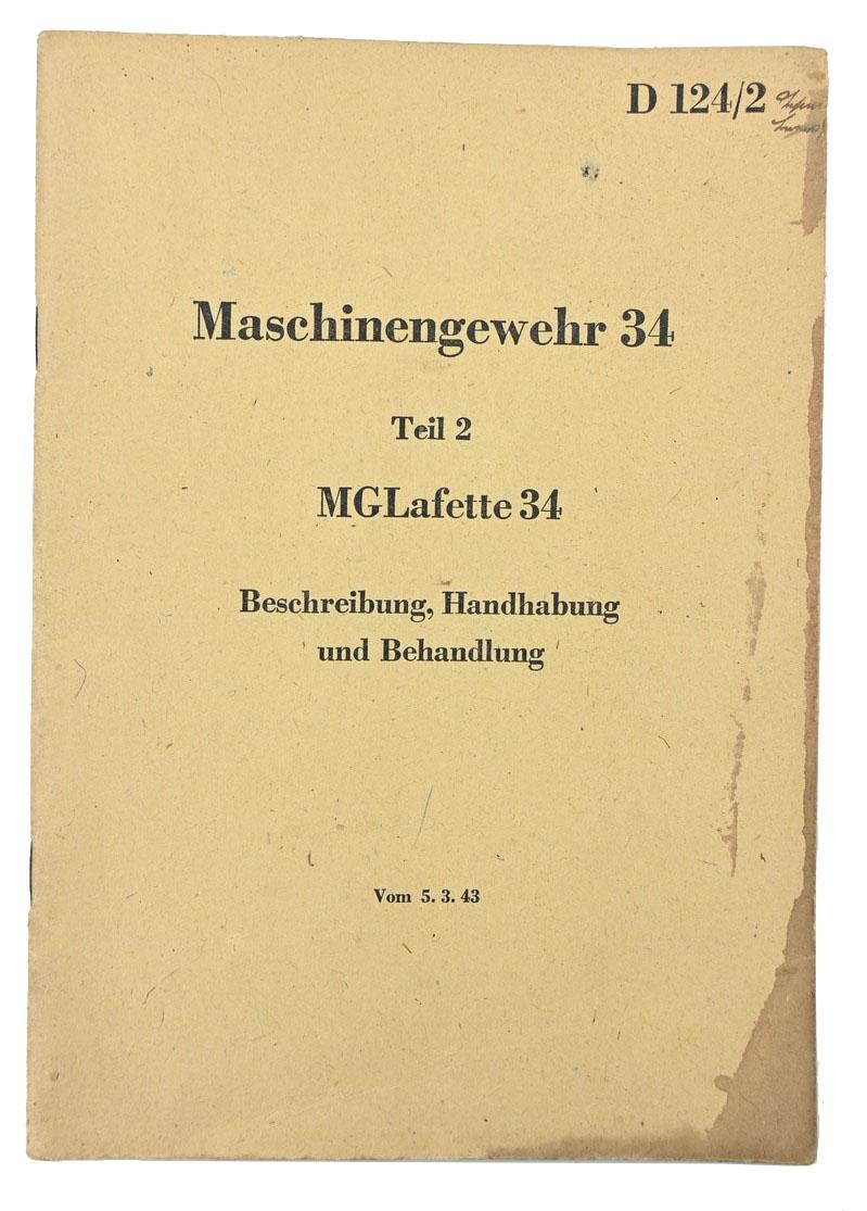 German WH Booklet MG34 Lafette Manual