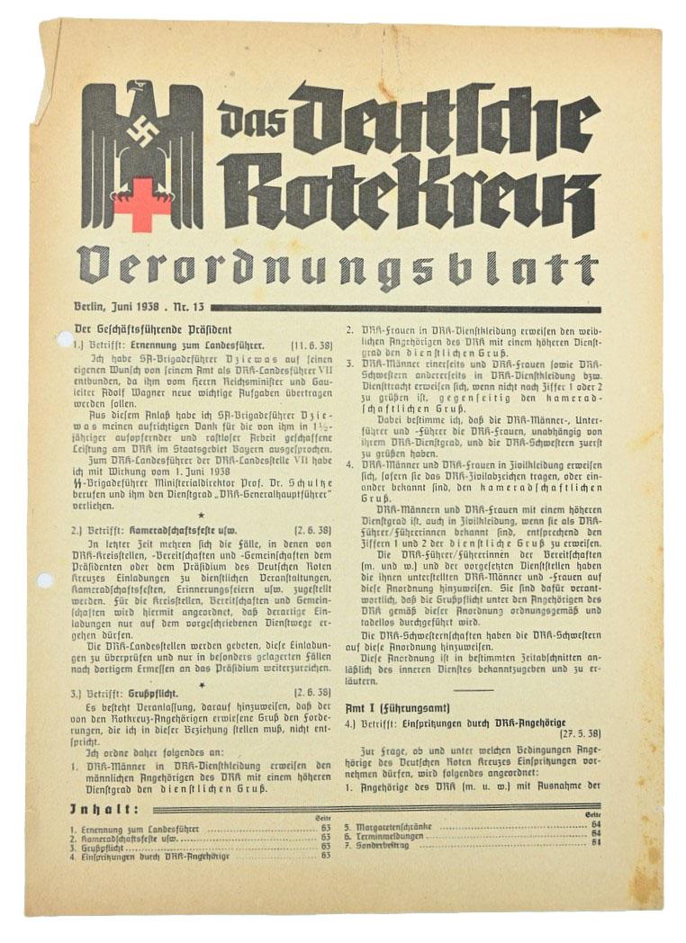German Third Reich DRK 'Verordnungsblatt'