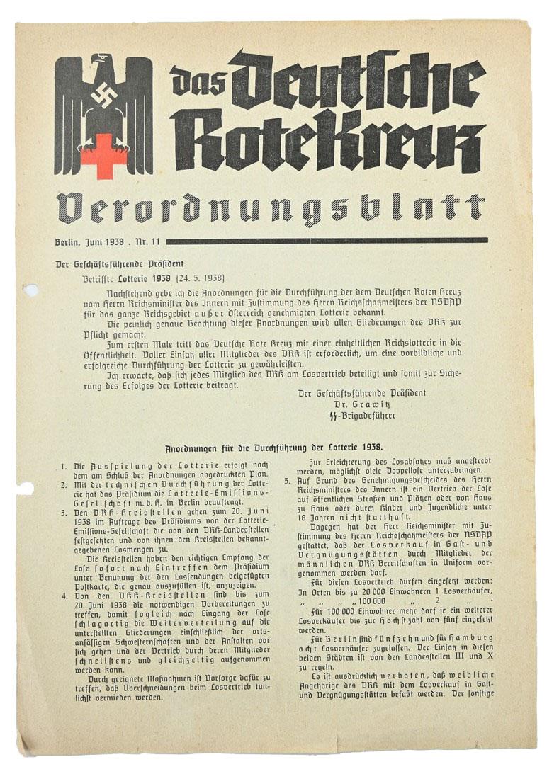 German Third Reich DRK 'Verordnungsblatt'