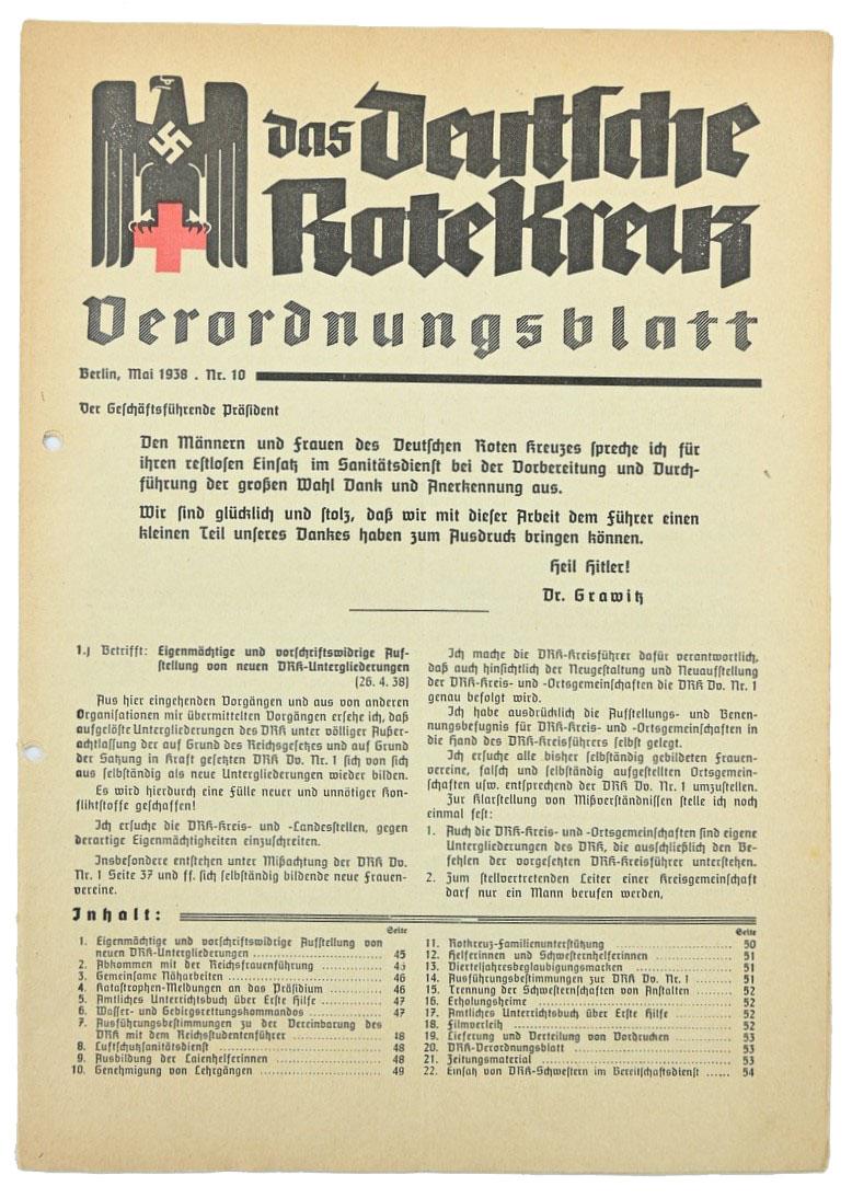 German Third Reich DRK 'Verordnungsblatt'