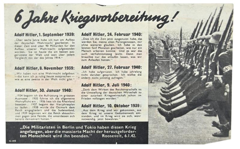 Allied WW2 Droppingsflyer 'Kriegsvorbereitung'