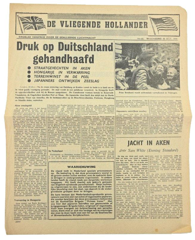 Allied Droppingsflyer 'De Vliegende Hollander' 18 October 1944
