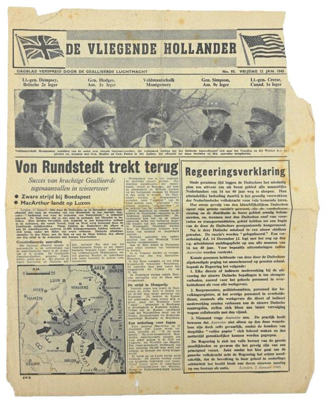 Allied Droppingsflyer 'De Vliegende Hollander' 12 January 1945