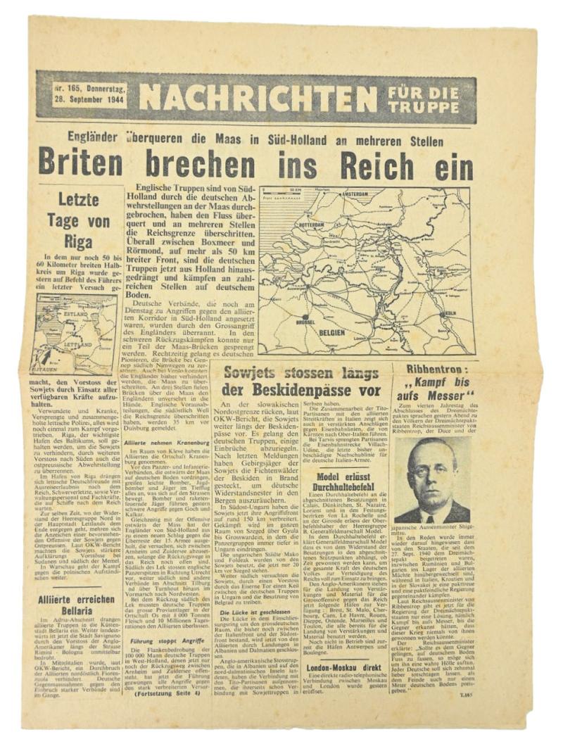 Allied WW2 Droppingsflyer 'Nachrichten für die Truppe'