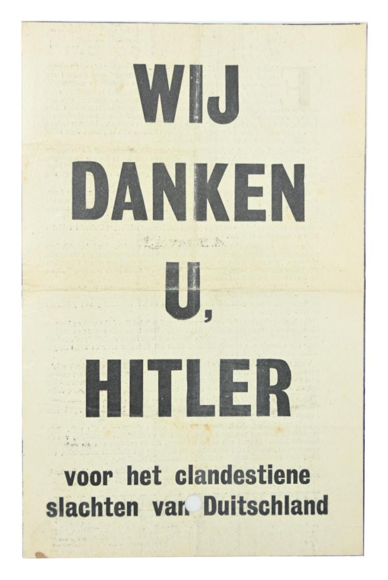 Allied WW2 Droppingsflyer 'Wij Danken U, Hitler'