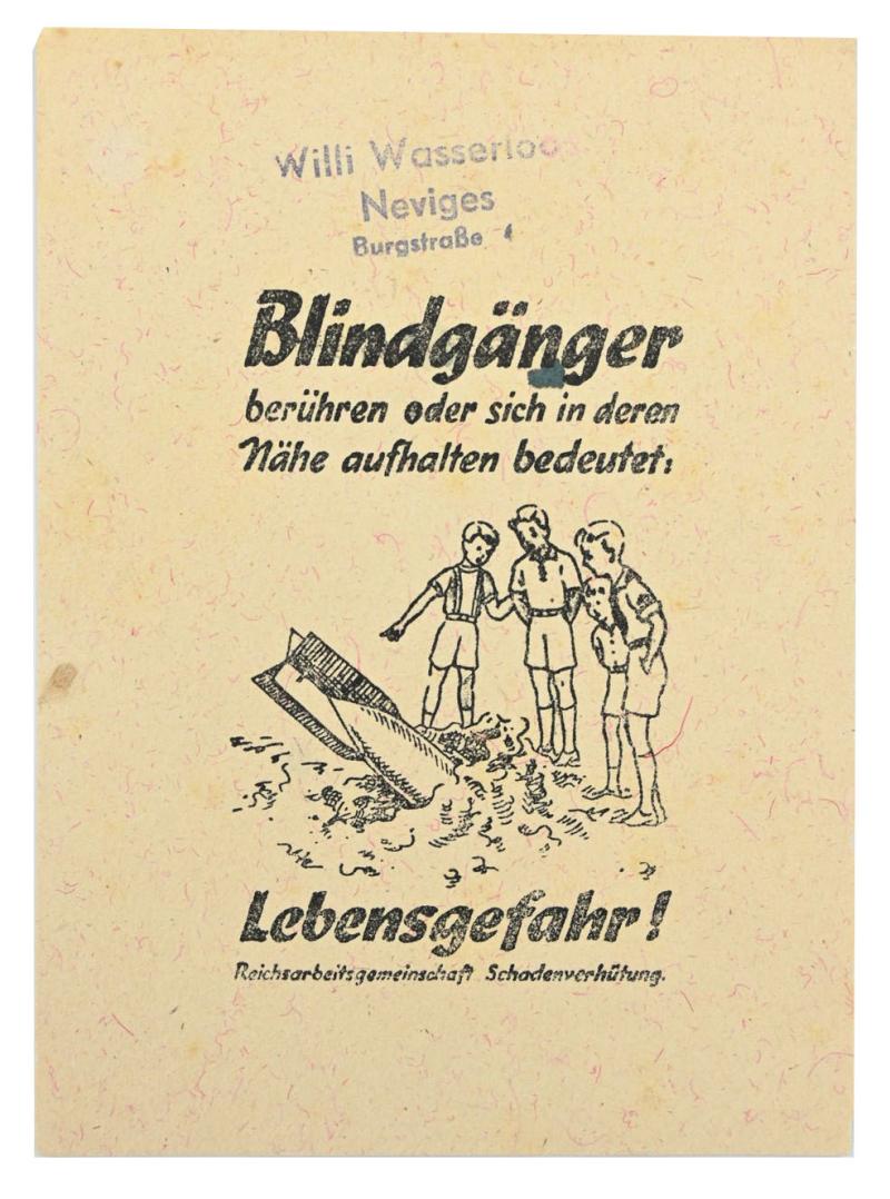 German Third Reich Flyer 'Blindganger'