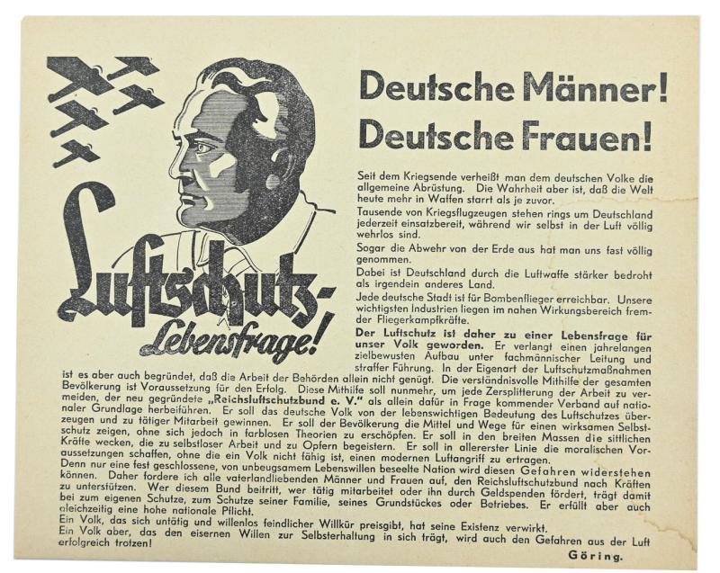 German Luftschutz Flyer 'Goring'