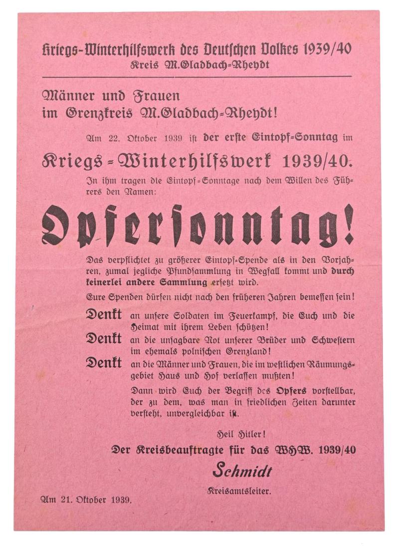 German WHW Flyer 1939/40