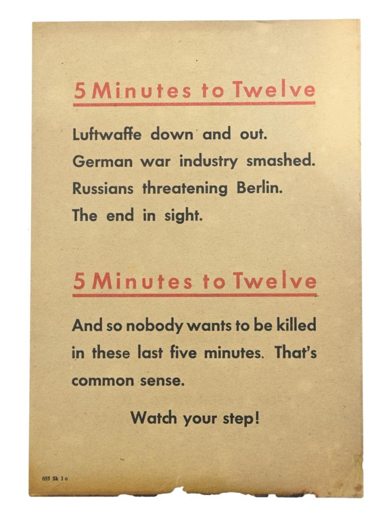 Allied WW2 Droppingsflyer '5 minutes to Twelve'