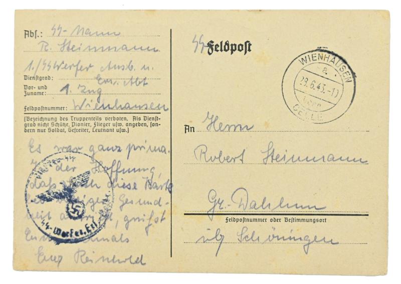 German Waffen-SS Feldpost Card
