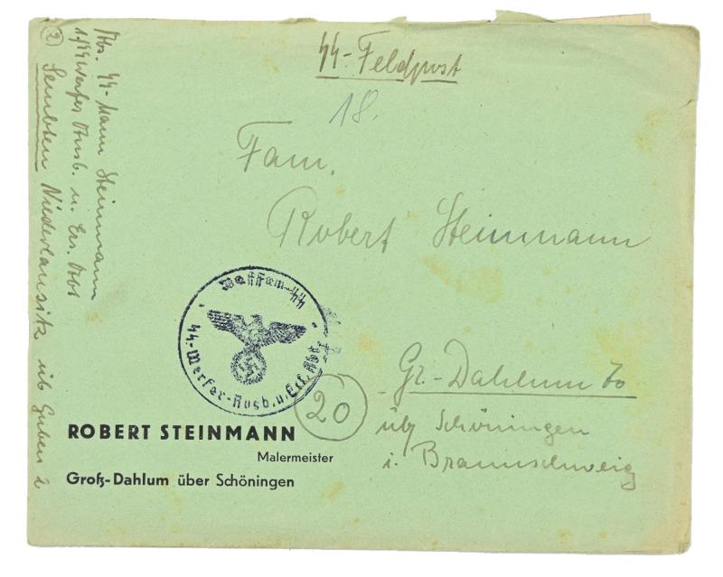German Waffen-SS Feldpost Letter with Envelop