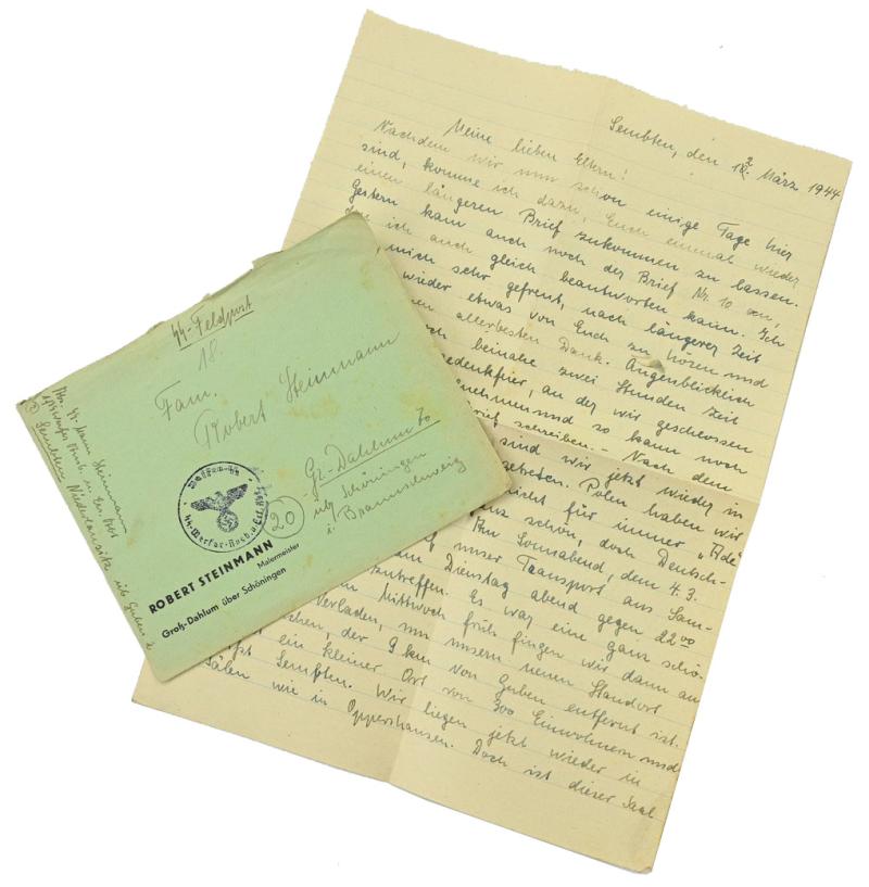 German Waffen-SS Feldpost Letter with Envelop