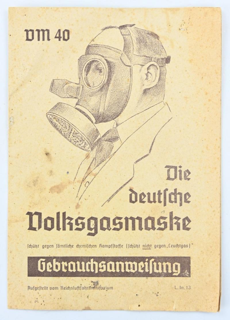 German Third Reich Civil Gasmask Manual DM40