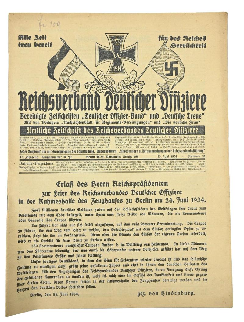 German Newspaper 'Reichsverband Deutsche Offiziere'