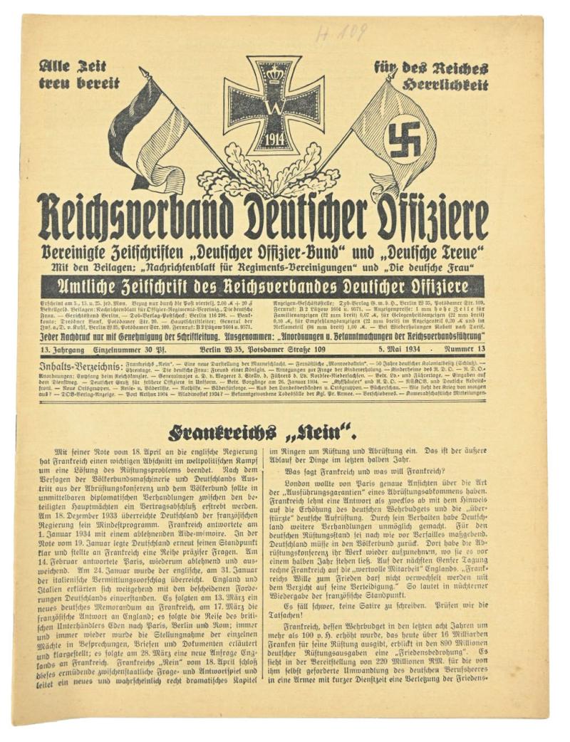 German Newspaper 'Reichsverband Deutsche Offiziere'